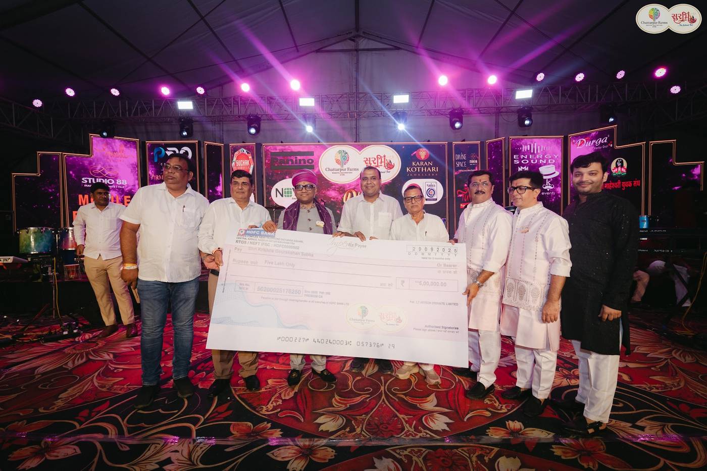 Surbhi Garba Nagpur gives back: proceeds from Navratri presented as a donation cheque